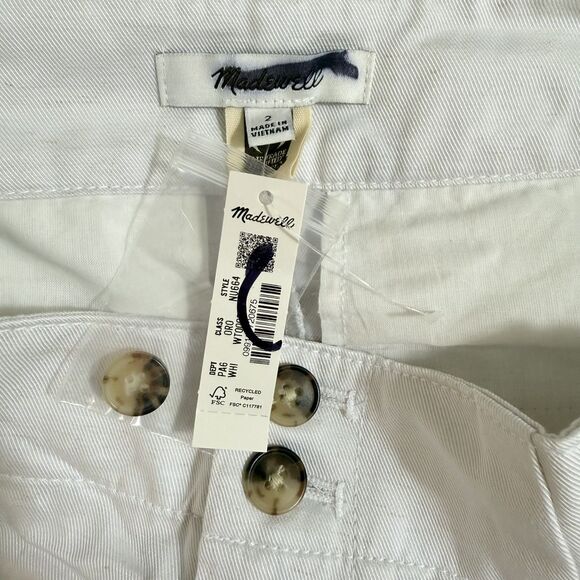 MADEWELL The Drapey Twill Pleated Short 2 White 4” Cotton Blend NWT B19 - Picture 5 of 6